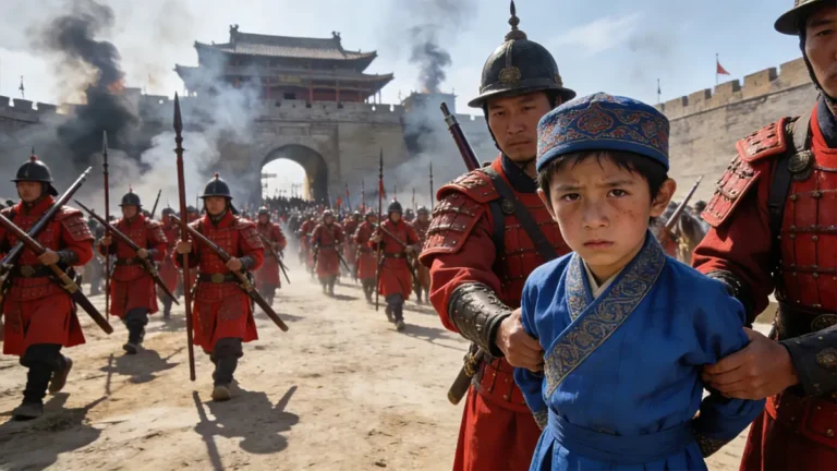 A cinematic depiction of the Ming army's conquest of Yunnan and the capture of young Ma He.