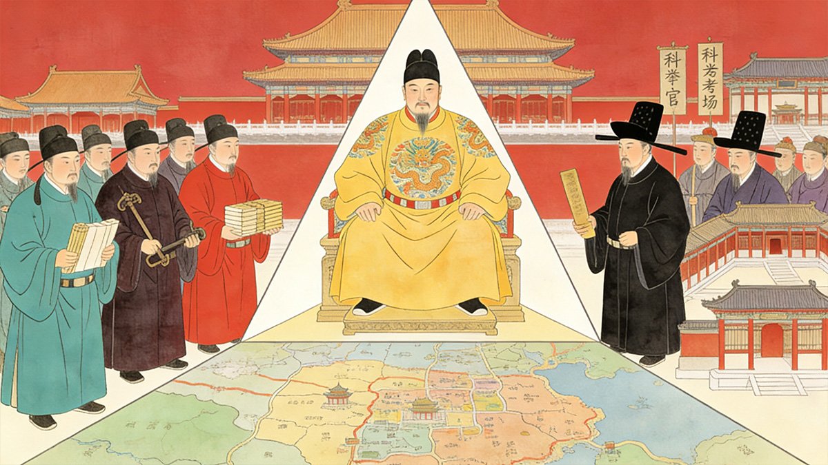 The hidden triangle of Ming politics: the emperor used eunuchs as a counterweight to the scholar-official bureaucracy.