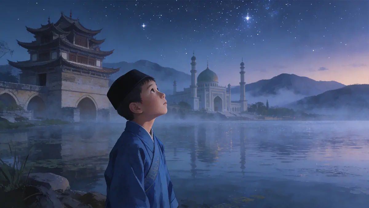 Young Ma He (Zheng He) by the Dianchi Lake in Yunnan before his capture.