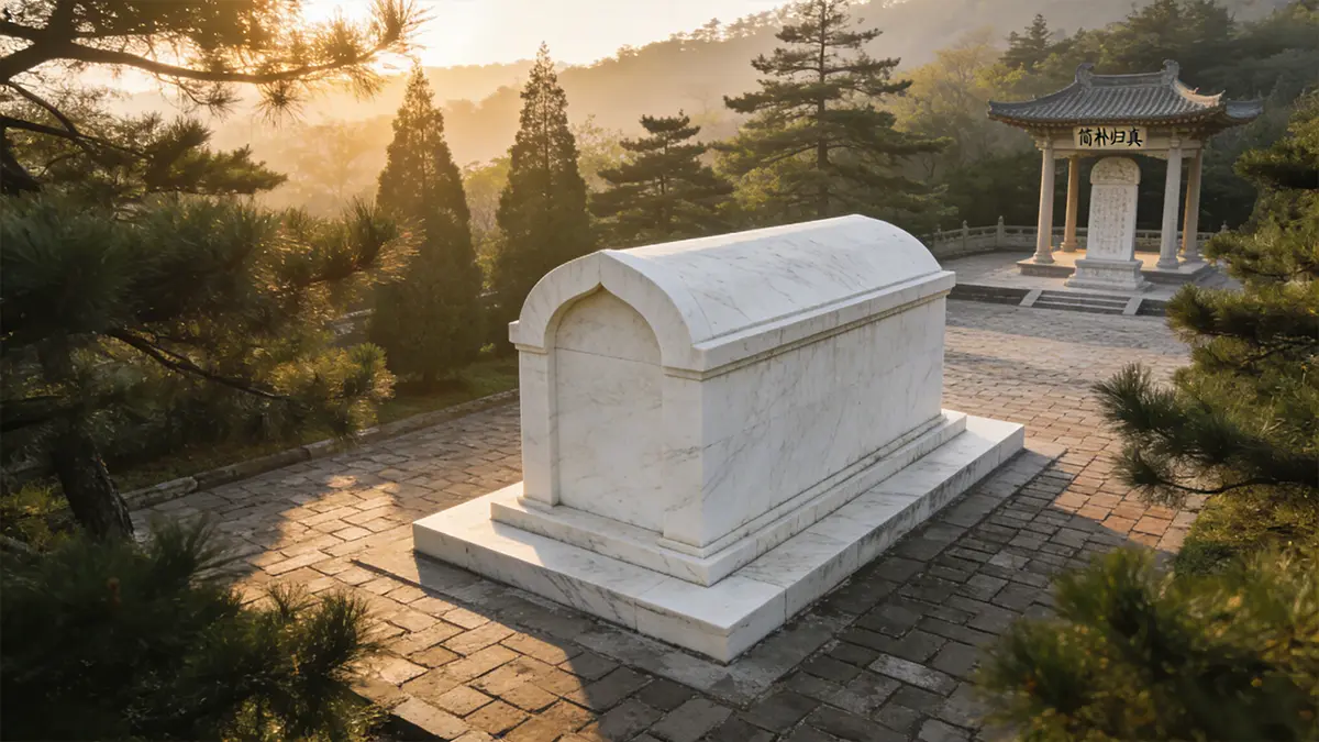 Zheng He’s symbolic tomb at Niushou Mountain, Nanjing, built in classic Islamic style—no idols, minimal ornamentation, oriented toward Mecca.