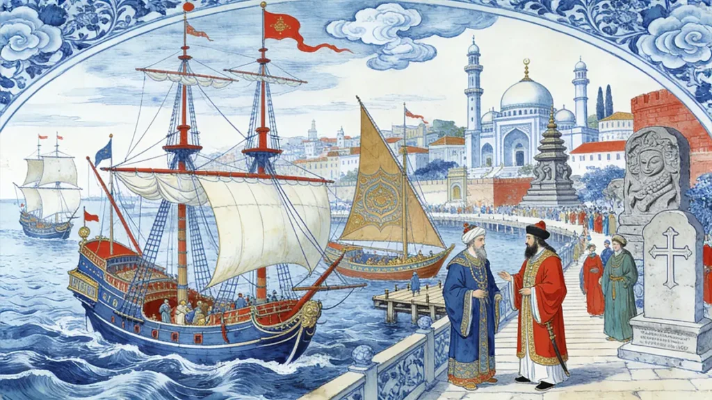 Prosperity scene of Yuan Dynasty Quanzhou port showing multicultural exchange