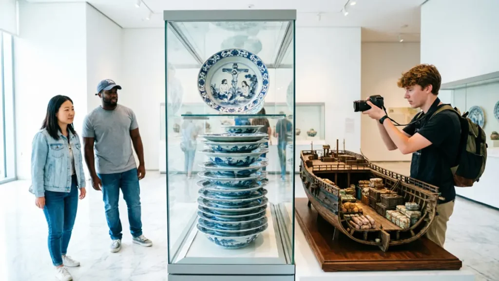 Interior view of the San Diego Hall at the National Museum of the Philippines, showcasing the extensive collection of Ming Dynasty artifacts and ship models.