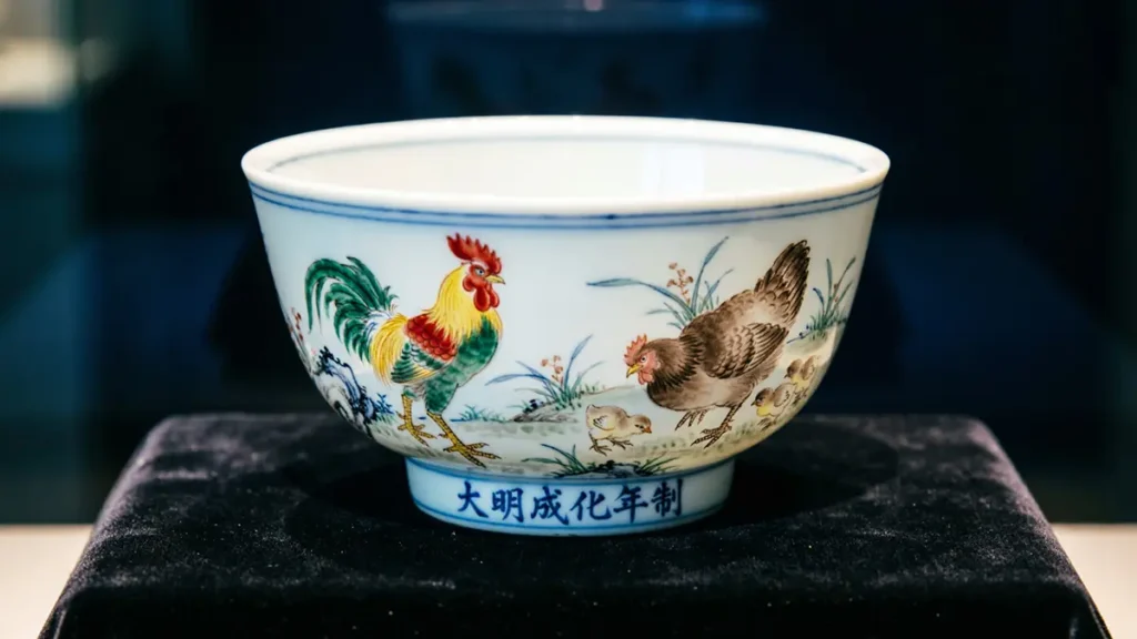 Chenghua doucai chicken cup, Ming Dynasty imperial porcelain, sold for HK$281.24 million in 2014 auction