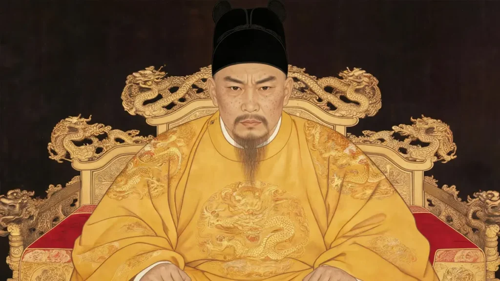 Late-life portrait of the Hongwu Emperor, whose reign was shaped by an abiding fear that another desperate peasant might replicate his own rise to power.